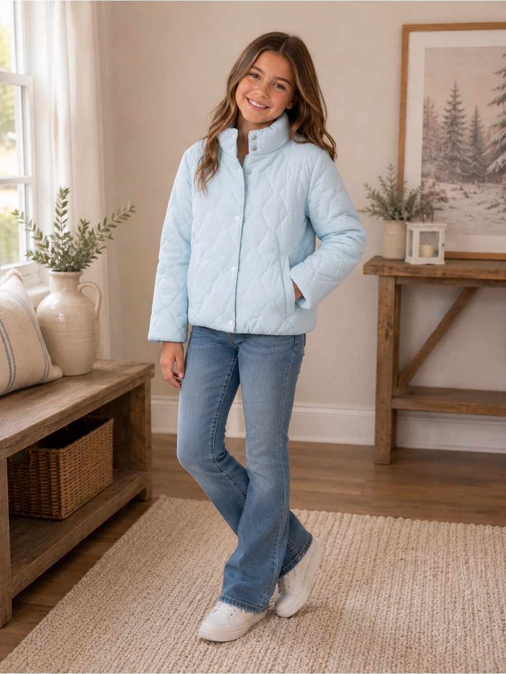 Juicy Couture Light Blue Quilted Puffer Jacket